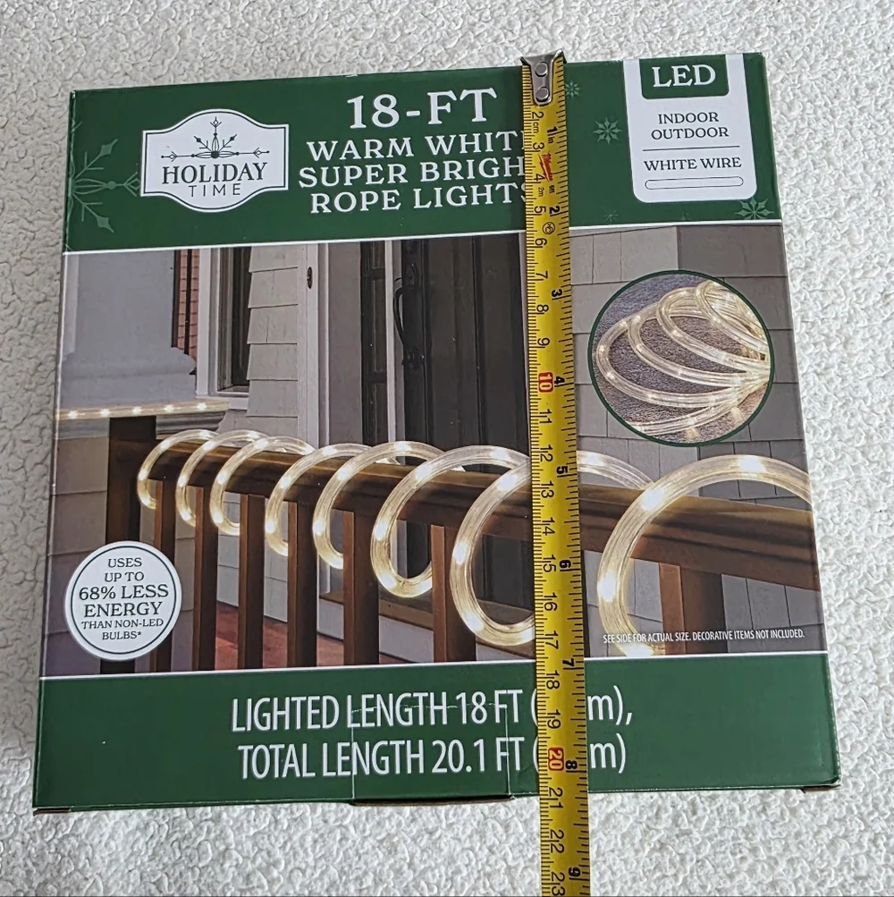 New LED ROPE Garland 18' Tape Christmas Holiday Lights - WARM WHITE super bright